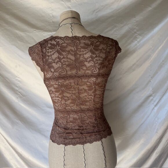 New mix classic brown lace short sleeve top - Picture 5 of 6
